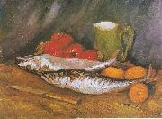 Vincent Van Gogh Still Life with mackerel, lemon and tomato Germany oil painting artist